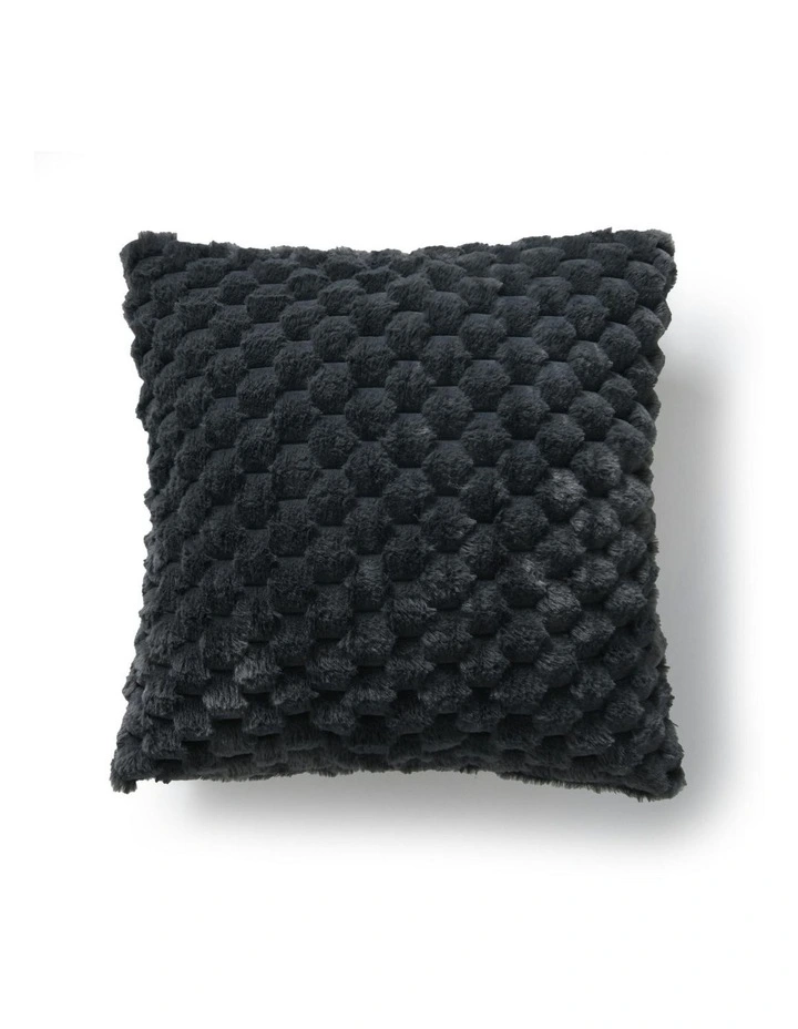 Emmett Textured Faux Fur Cushion 50x50cm in Charcoal image 1