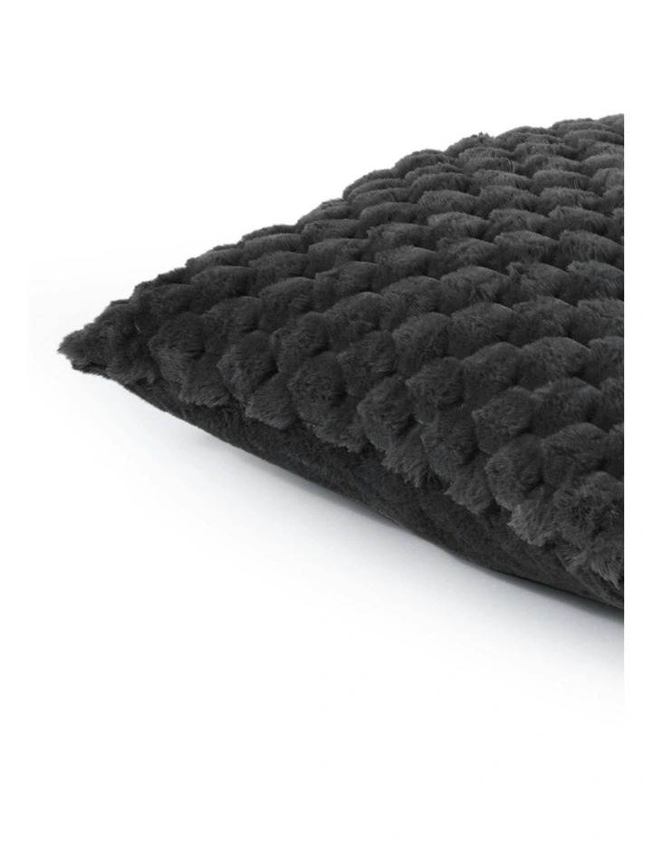 Emmett Textured Faux Fur Cushion 50x50cm in Charcoal image 3