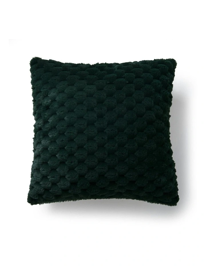 Emmett Textured Faux Fur Cushion 50x50cm in Deep Teal image 1