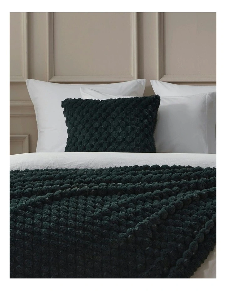 Emmett Textured Faux Fur Cushion 50x50cm in Deep Teal image 2