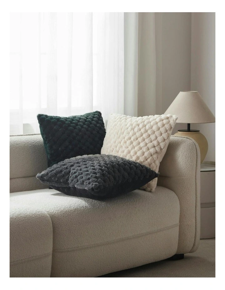 Emmett Textured Faux Fur Cushion 50x50cm in Deep Teal image 4