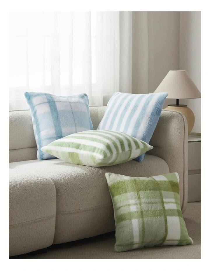 Wynter Reversible Faux Fur Cushion 50x50cm in Blue image 3