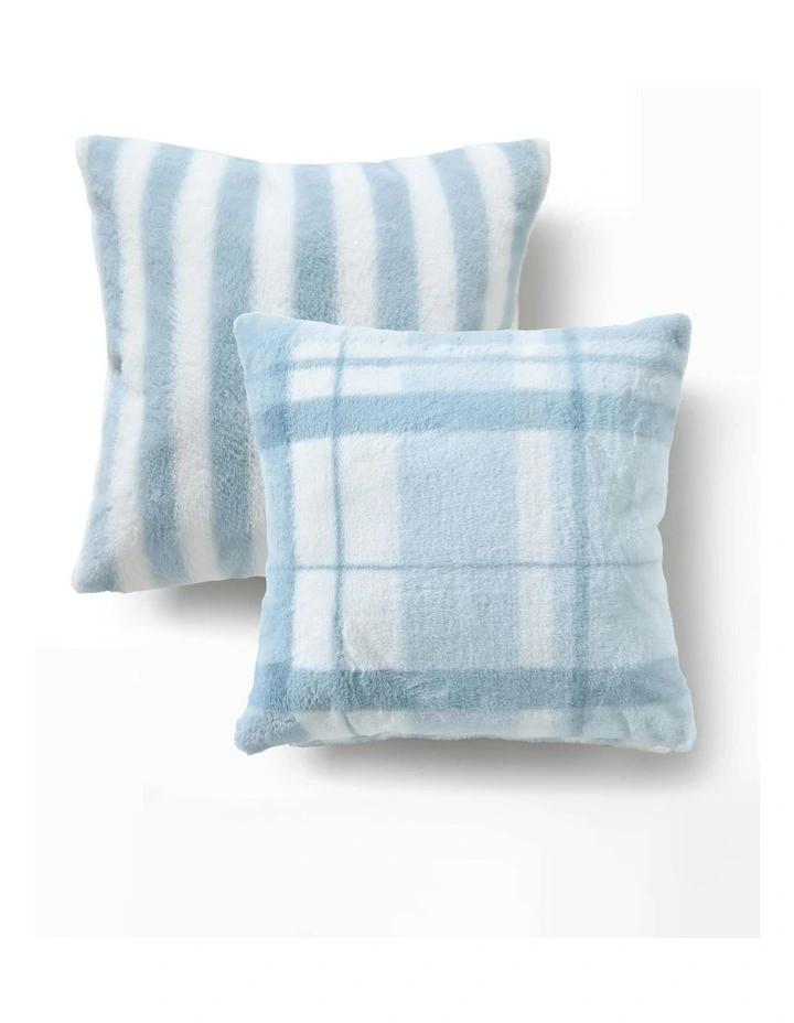 Wynter Reversible Faux Fur Cushion 50x50cm in Blue image 5