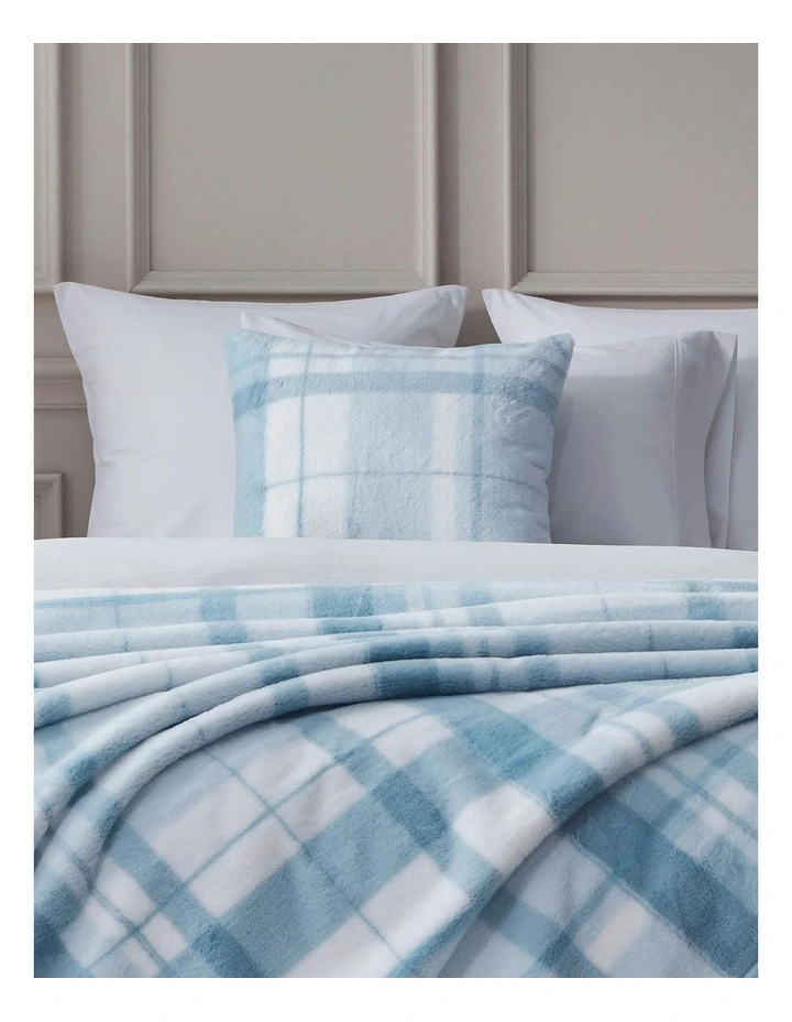 Wynter Reversible Faux Fur Cushion 50x50cm in Blue image 6