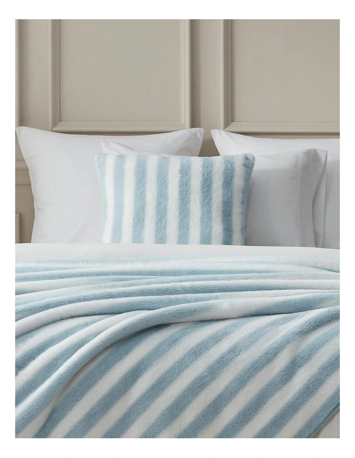 Wynter Reversible Faux Fur Cushion 50x50cm in Blue image 7