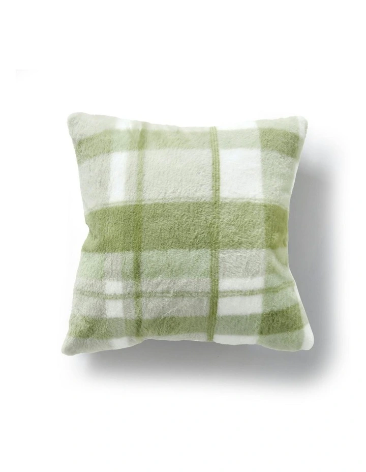 Wynter Reversible Faux Fur Cushion 50x50cm in Olive image 1