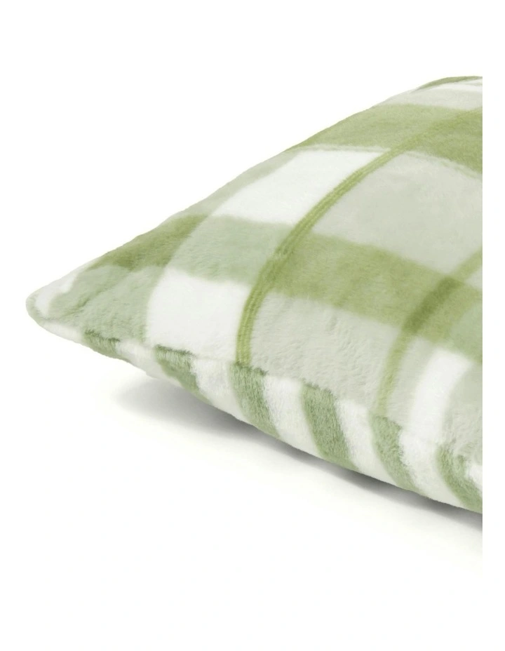 Wynter Reversible Faux Fur Cushion 50x50cm in Olive image 3