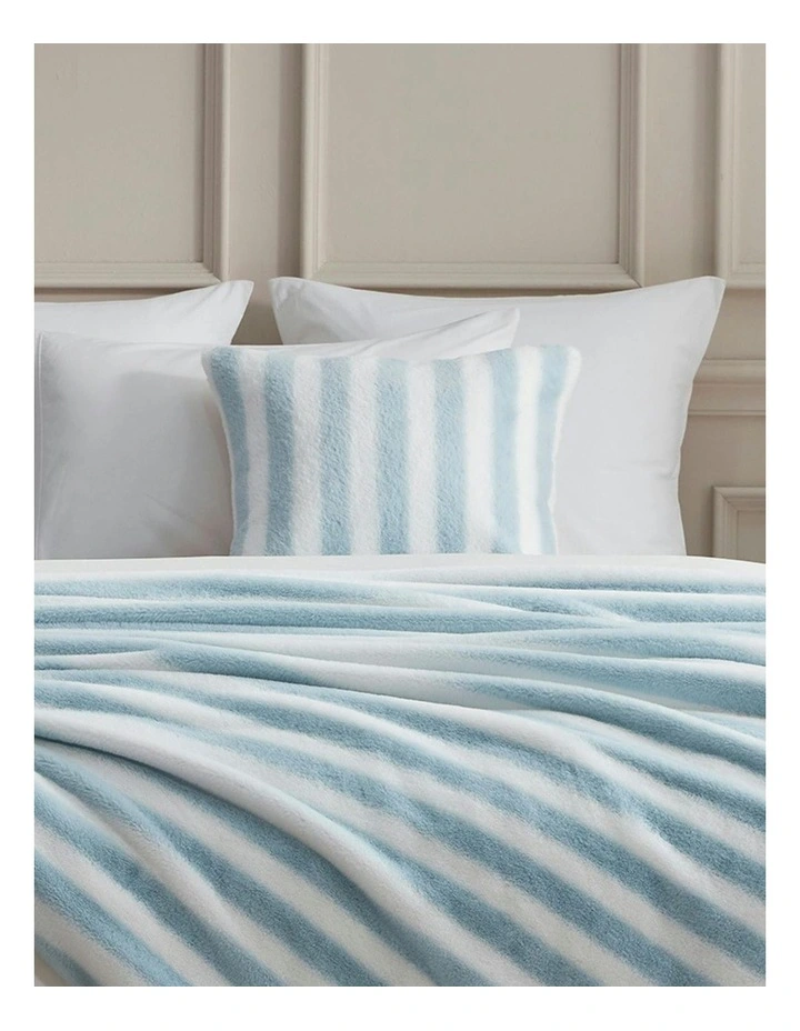 Linea Faux Fur Cushion 50x50cm in Blue image 4