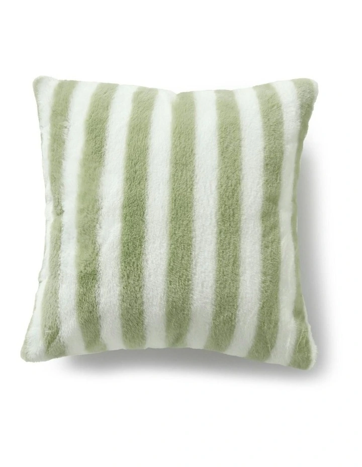 Linea Faux Fur Cushion 50x50cm in Olive image 1