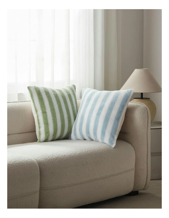 Linea Faux Fur Cushion 50x50cm in Olive image 2