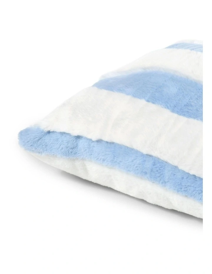 Denver Carved Stripe Faux Fur Cushion 50x50cm in Sky image 3