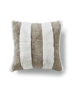 Denver Carved Stripe Faux Fur Cushion 50x50cm in Natural