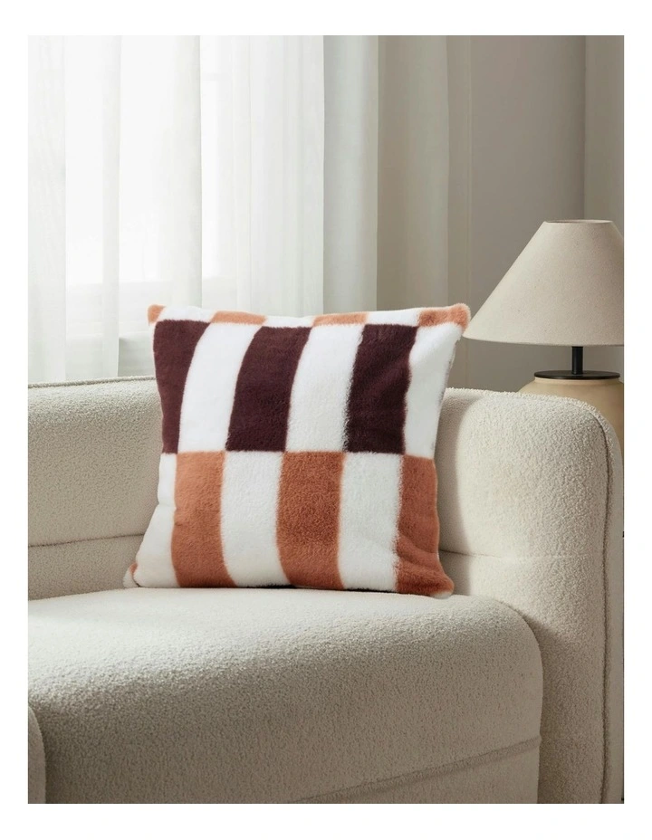 Alma Faux Fur Cushion 50x50cm in Chocolate Mousse image 3