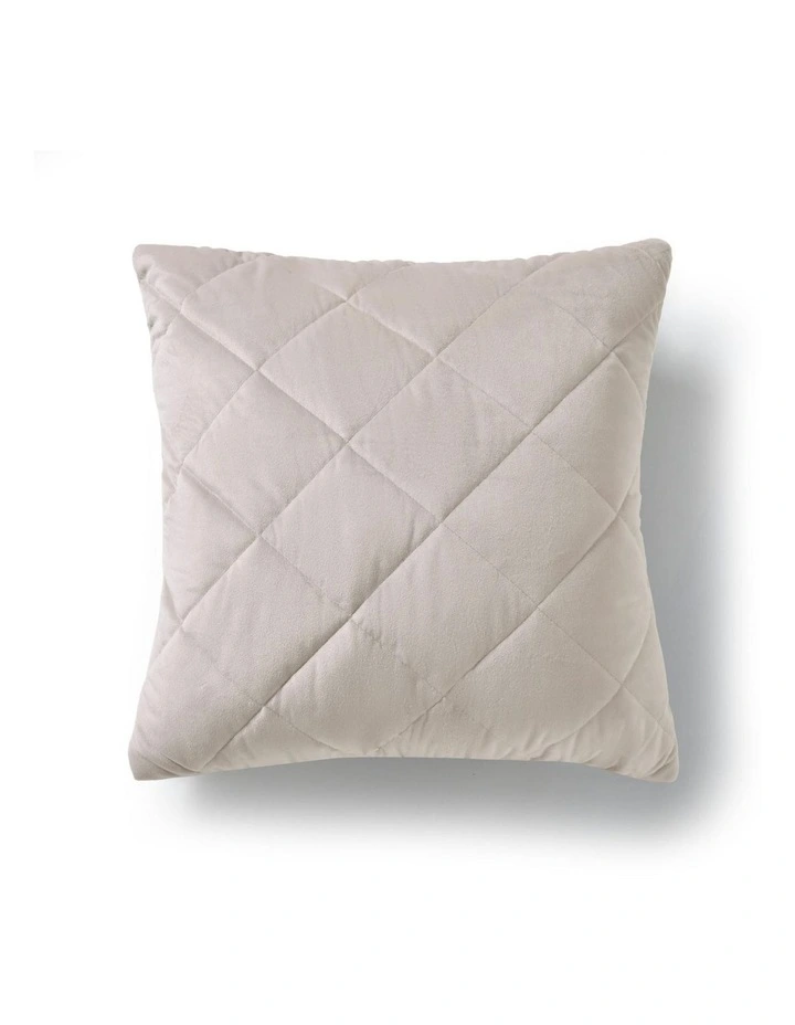 Haven Velvet Quilted Cushion 50x50cm in Stone image 1