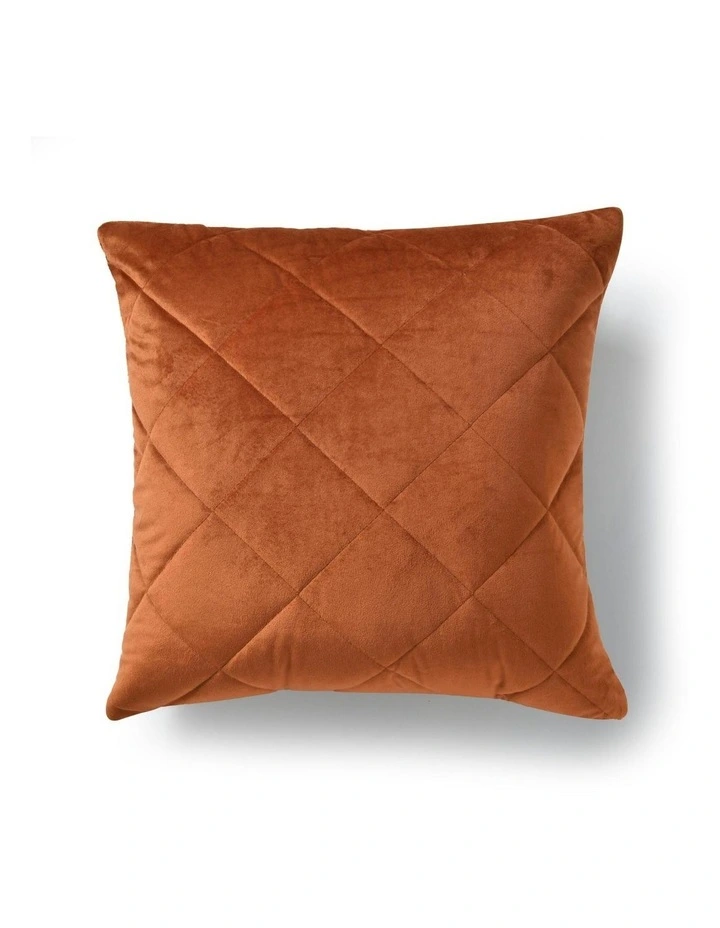 Haven Velvet Quilted Cushion 50x50cm in Rust image 1