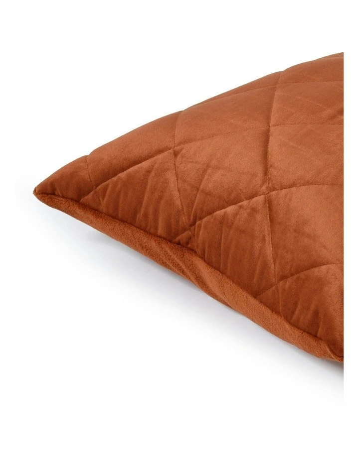 Haven Velvet Quilted Cushion 50x50cm in Rust image 2