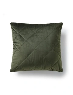 Haven Velvet Quilted Cushion 50x50cm in Olive
