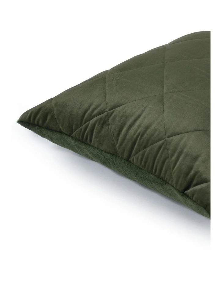 Haven Velvet Quilted Cushion 50x50cm in Olive image 2
