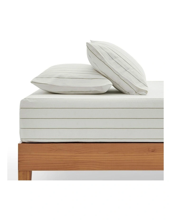 Rumi Washed Cotton Fitted Sheet Set in White image 1