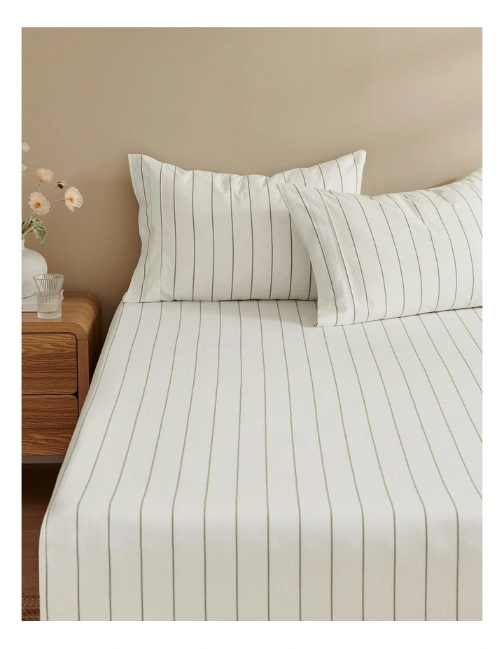 Rumi Washed Cotton Fitted Sheet Set in White image 2