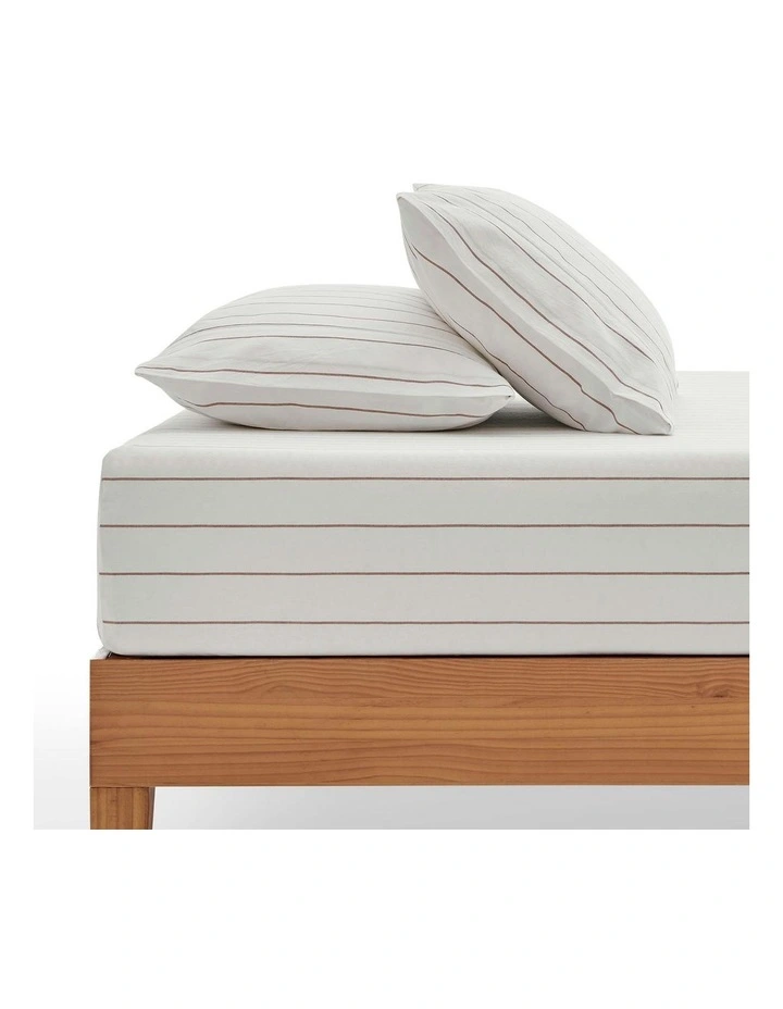 Rumi Washed Cotton Fitted Sheet Set in White image 1