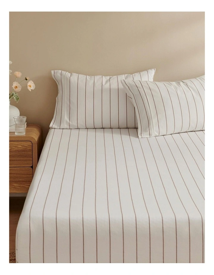 Rumi Washed Cotton Fitted Sheet Set in White image 2