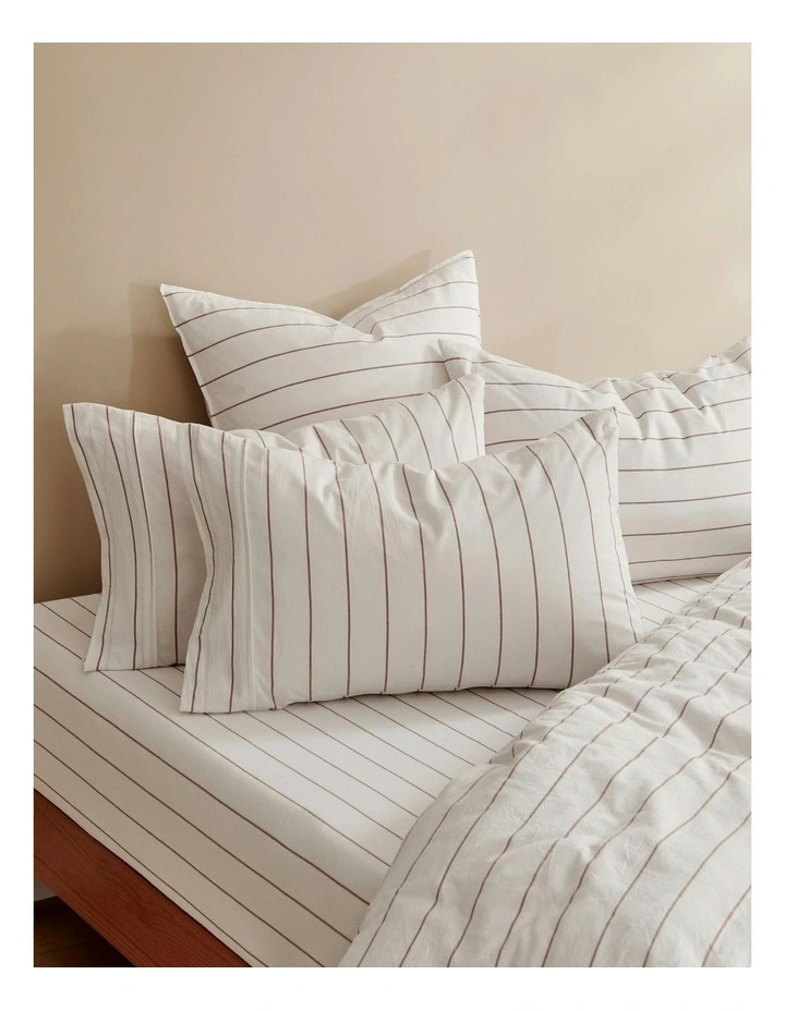 Rumi Washed Cotton Fitted Sheet Set in White image 6