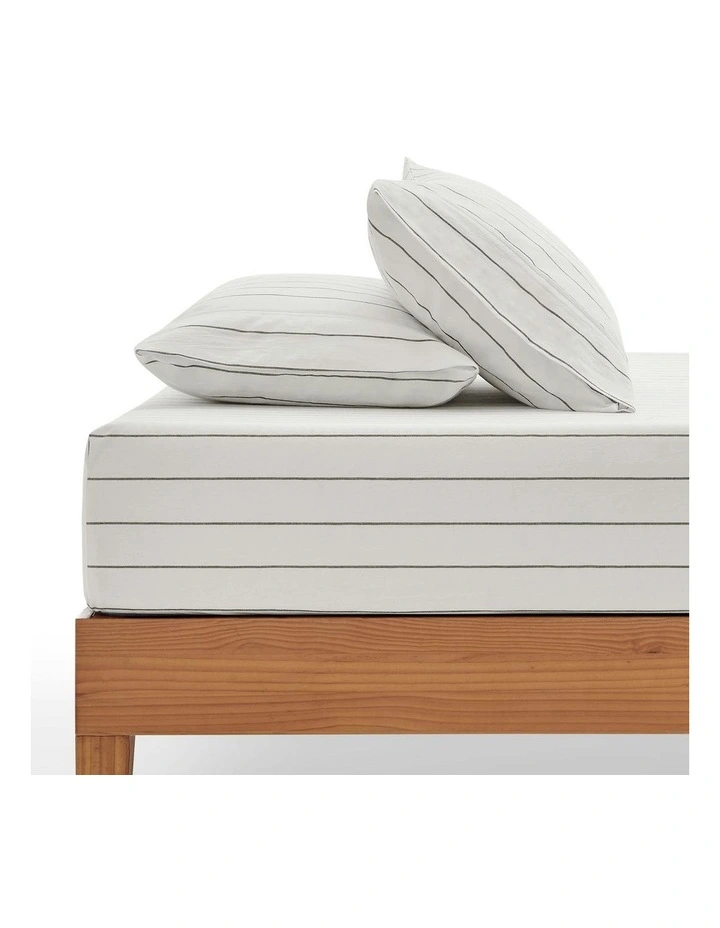 Rumi Washed Cotton Fitted Sheet Set in White image 1