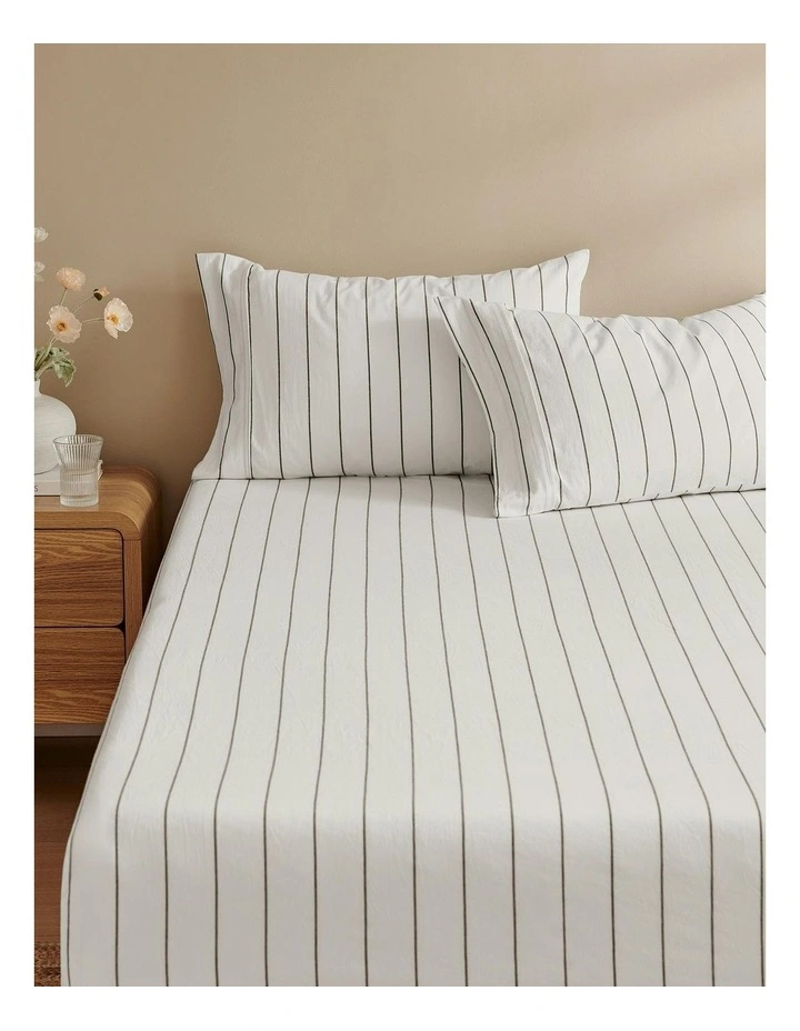 Rumi Washed Cotton Fitted Sheet Set in White image 2