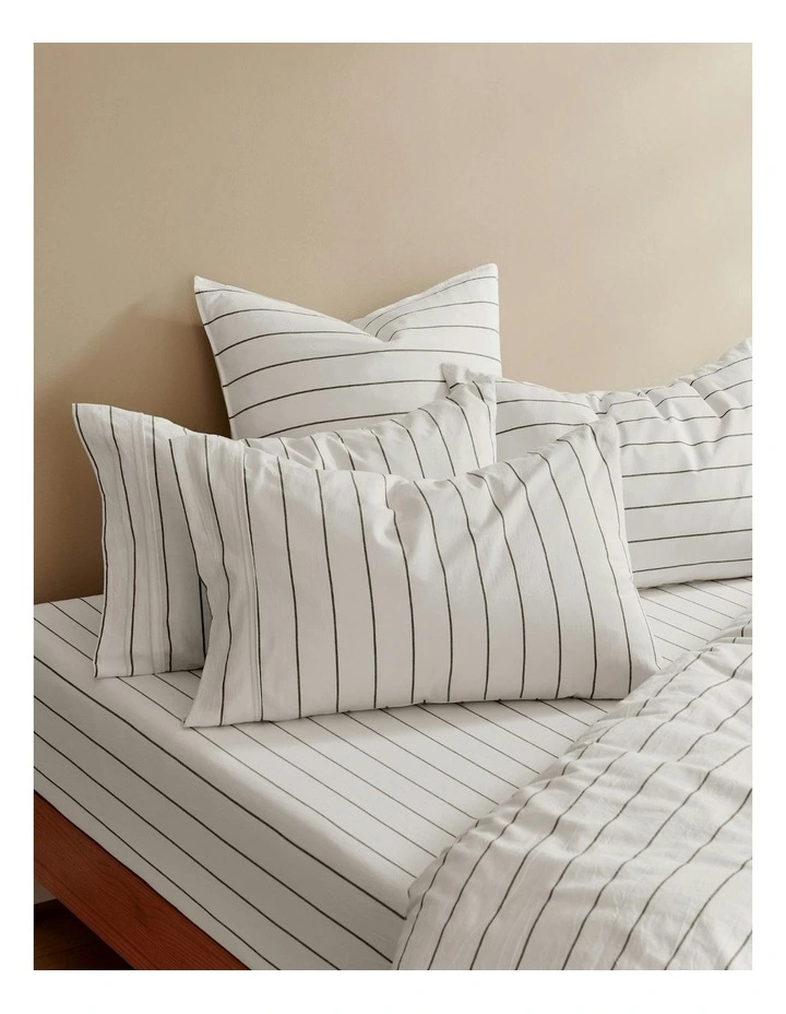 Rumi Washed Cotton Fitted Sheet Set in White image 6