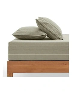 Rumi Washed Cotton Fitted Sheet Set in Olive