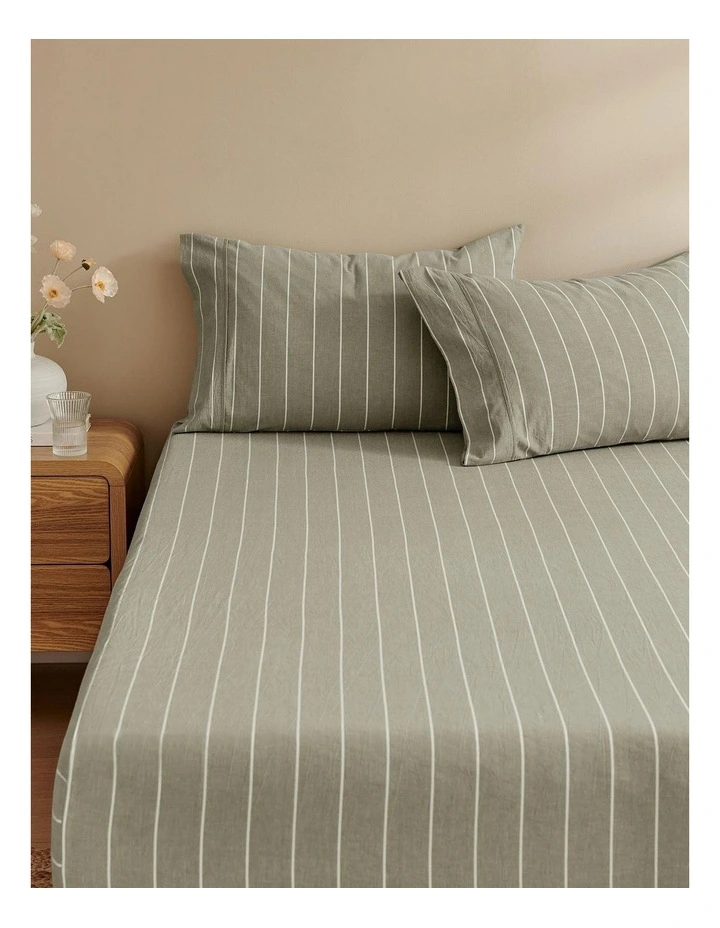Rumi Washed Cotton Fitted Sheet Set in Olive image 2