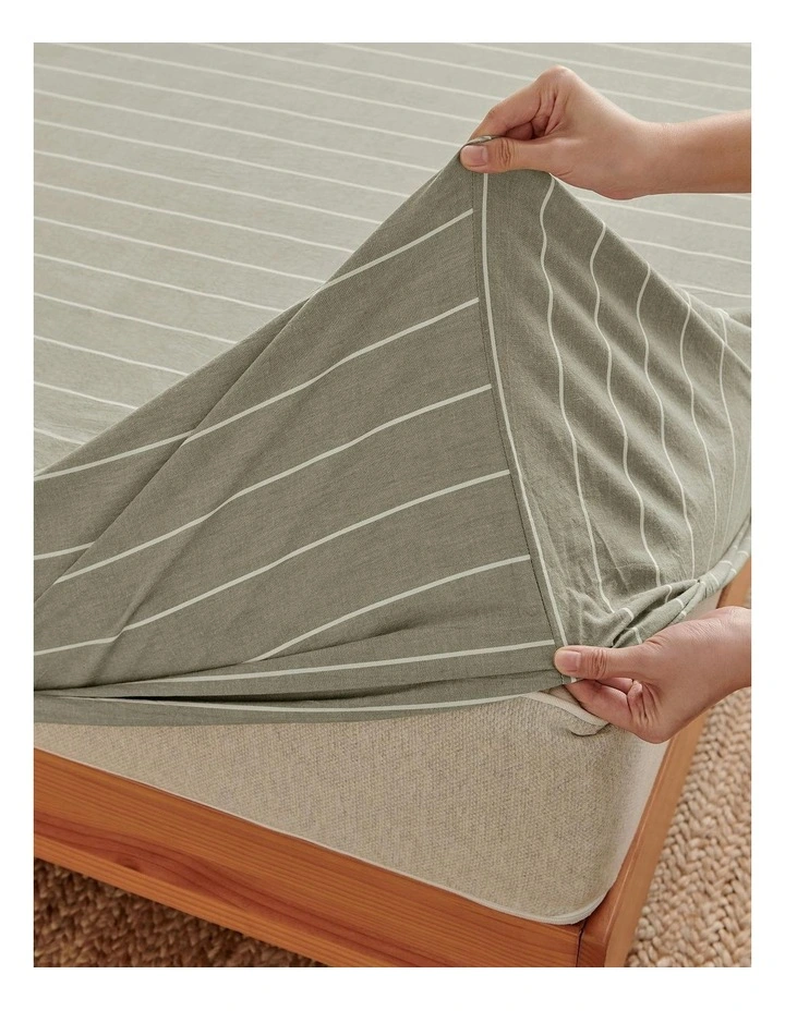 Rumi Washed Cotton Fitted Sheet Set in Olive image 3