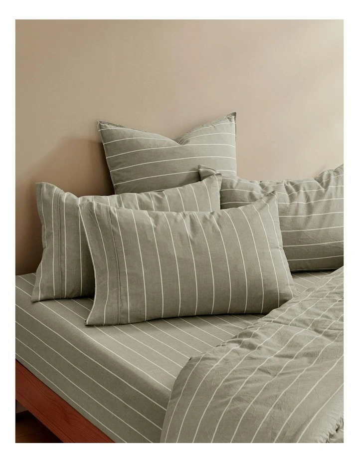 Rumi Washed Cotton Fitted Sheet Set in Olive image 6