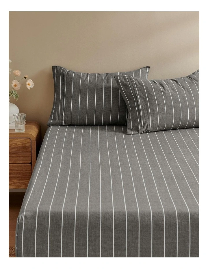 Rumi Washed Cotton Fitted Sheet Set in Graphite image 2