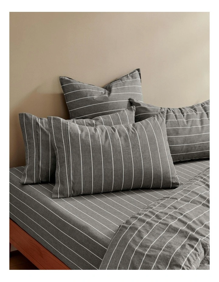 Rumi Washed Cotton Fitted Sheet Set in Graphite image 6