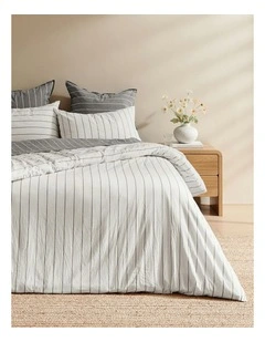 Rumi Washed Cotton Reversible Quilt Cover Set in White