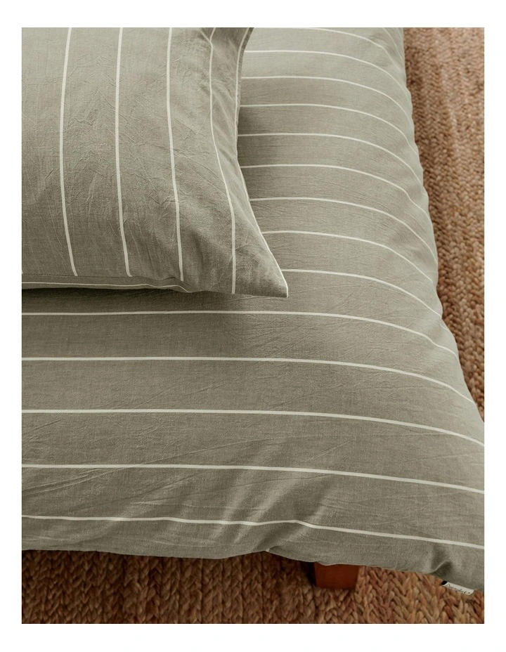 Rumi Washed Cotton Reversible Quilt Cover Set in Olive image 4