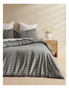 Rumi Washed Cotton Reversible Quilt Cover Set in Graphite