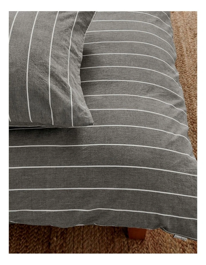 Rumi Washed Cotton Reversible Quilt Cover Set in Graphite image 4