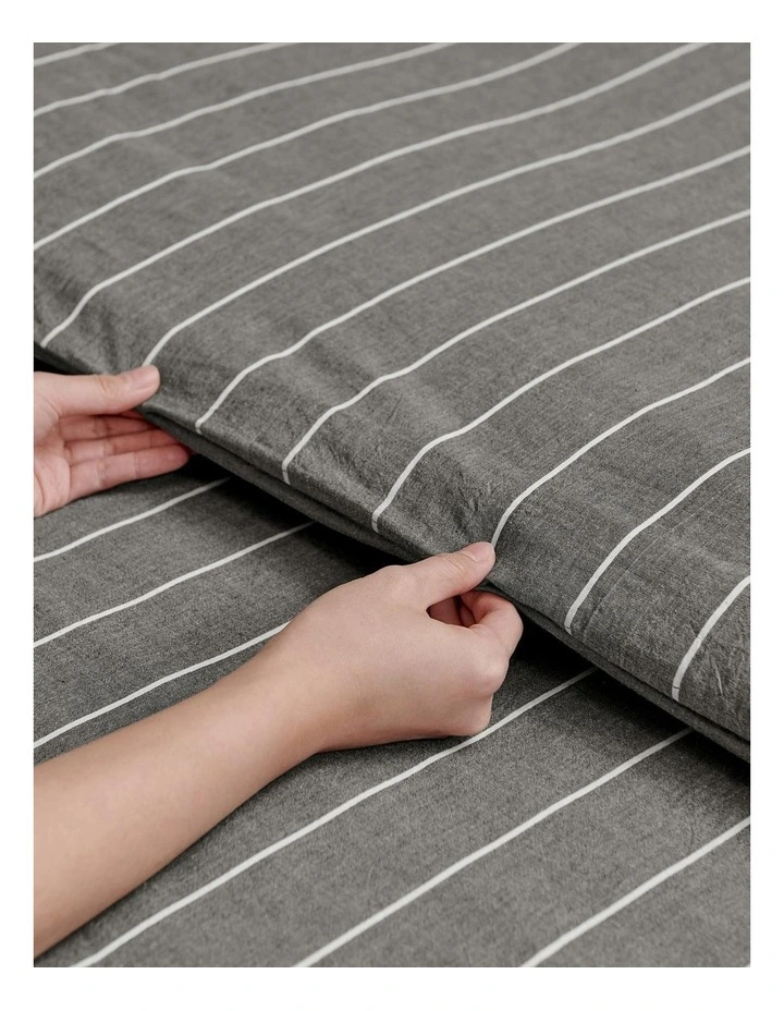 Rumi Washed Cotton Reversible Quilt Cover Set in Graphite image 5