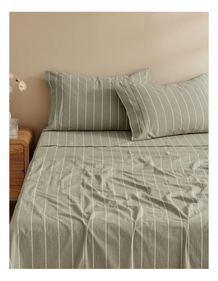 Rumi Washed Cotton Sheet Set in Olive image 2