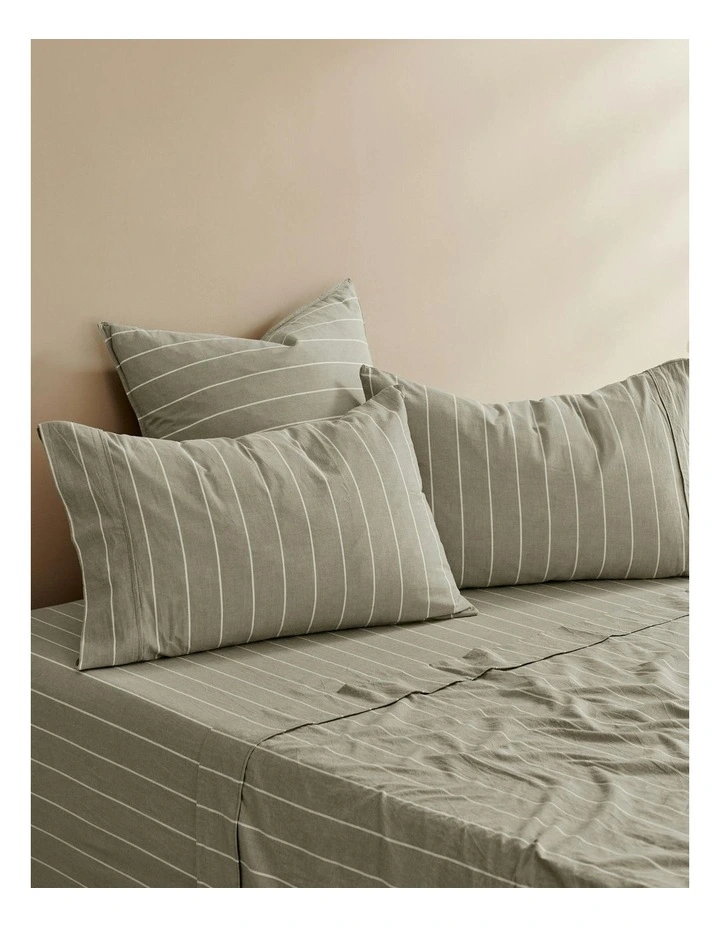 Rumi Washed Cotton Sheet Set in Olive image 3