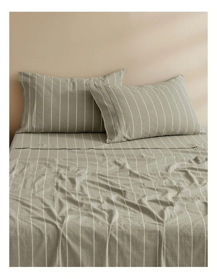 Rumi Washed Cotton Sheet Set in Olive image 7