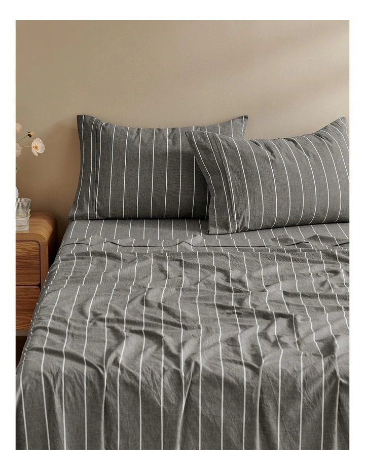 Rumi Washed Cotton Sheet Set in Graphite image 2