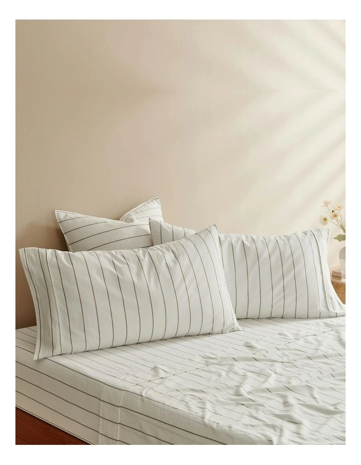 Rumi Washed Cotton King Pillowcase Twin Pack in White image 1
