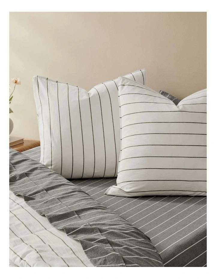 Rumi Washed Cotton Reversible European Pillowcase Twin Pack in White image 3