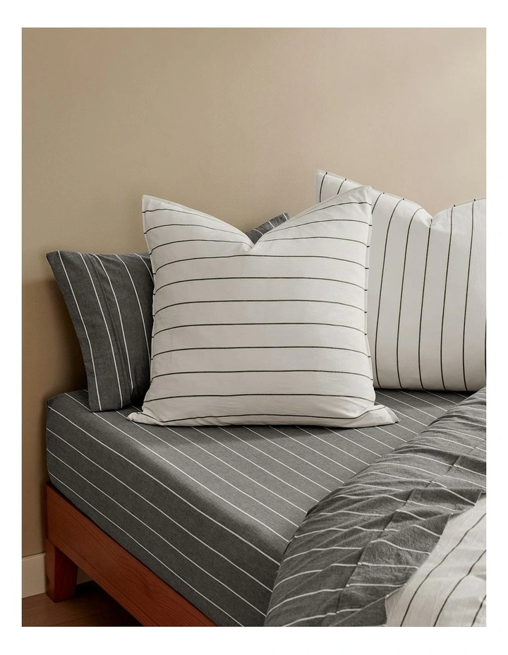 Rumi Washed Cotton Reversible European Pillowcase Twin Pack in White image 4