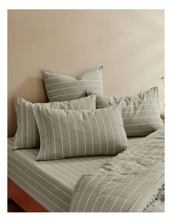 Rumi Washed Cotton Standard Pillowcase Twin Pack in Olive image 5