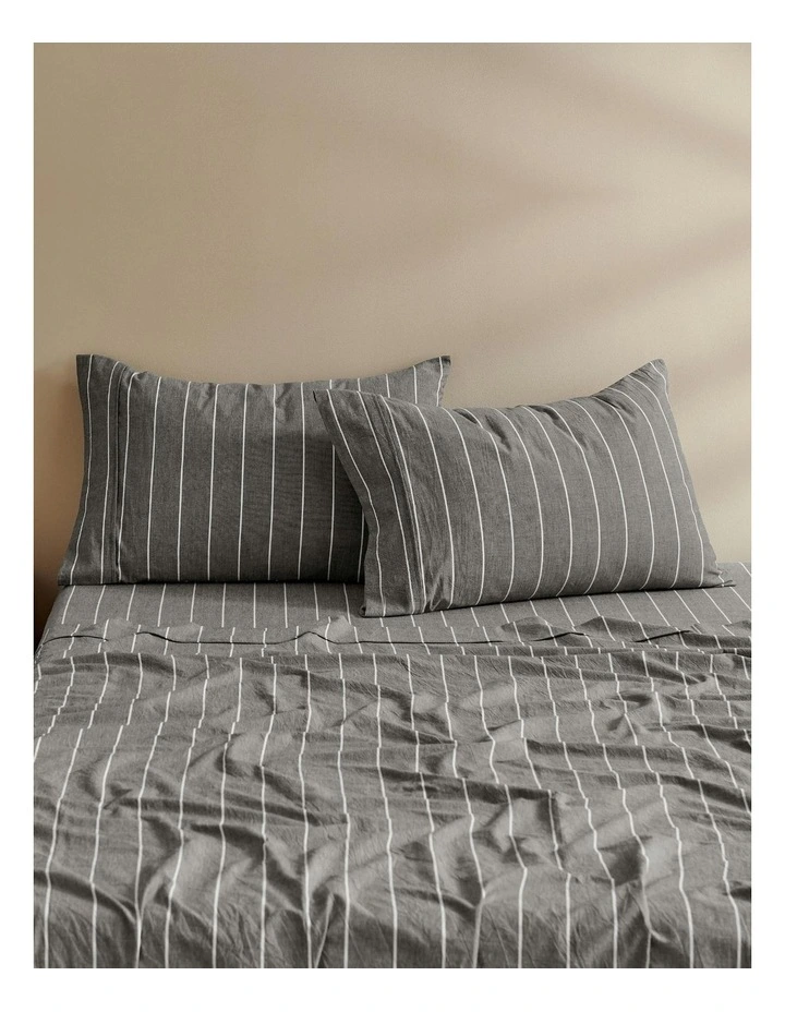 Rumi Washed Cotton Standard Pillowcase Twin Pack in Graphite image 1